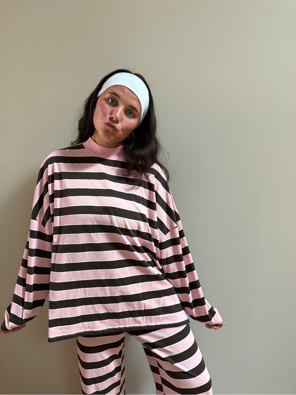Stripped Mock Neck Long sleeve Top - Picture 4 of 7
